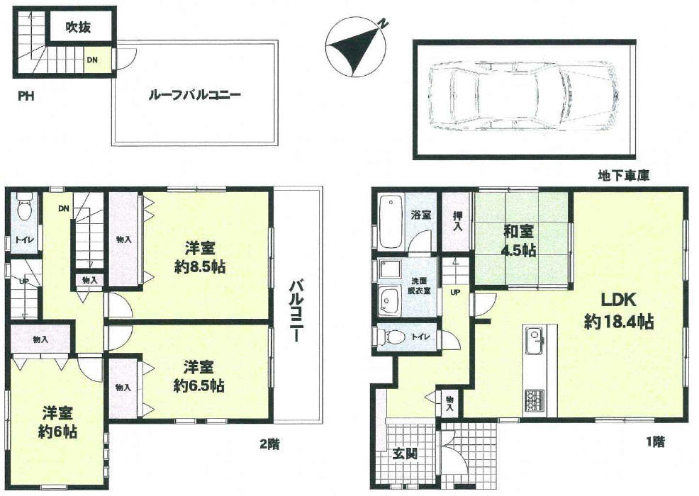 甲陽園駅 徒歩6分 構造:木造+鉄筋コンクリート造土地面積:114.13平米 ( 34.52坪 ) 建物面積:127.1平米 ( 38.44坪 )
