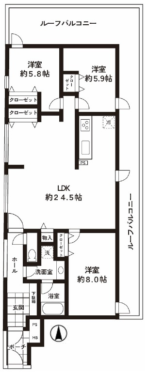苦楽園口駅 徒歩5分 構造:鉄筋コンクリート造専有面積:95.94平米 ( 29.02坪 )