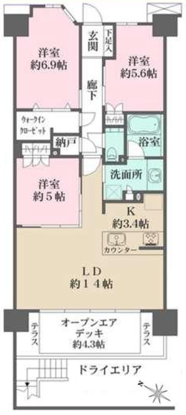 甲陽園駅 徒歩7分 構造:鉄筋コンクリート造専有面積:77.61平米 ( 23.47坪 )