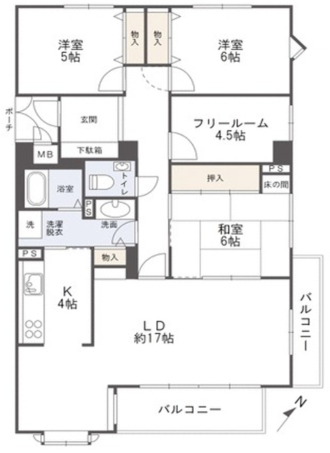JR芦屋駅 徒歩7分 構造:鉄筋コンクリート造専有面積:104.2平米 ( 31.52坪 )