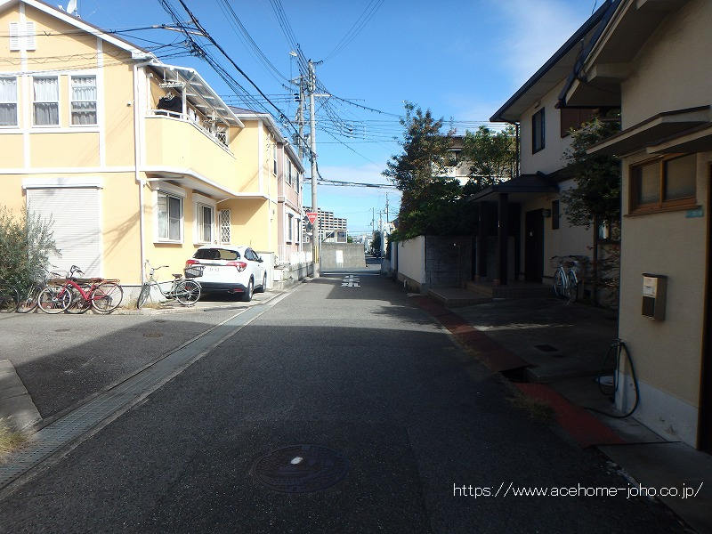 東側道路から北へ望む