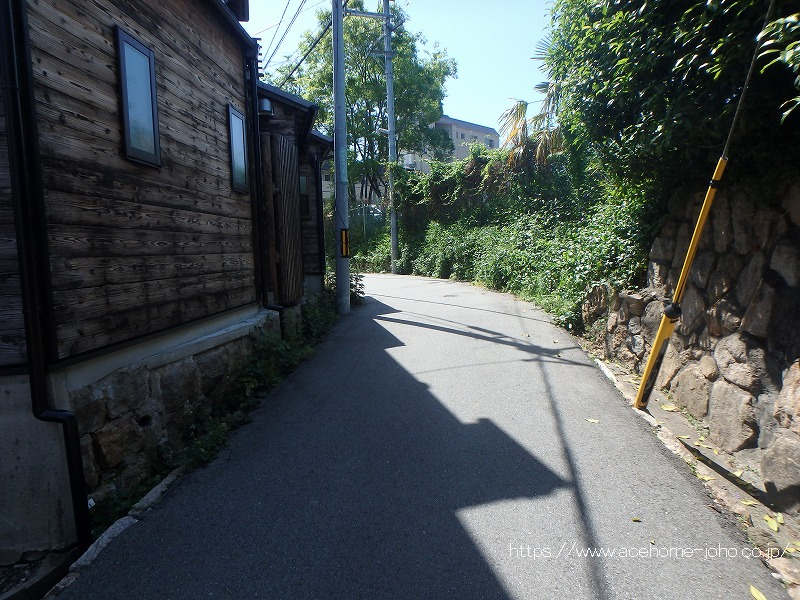 西側道路から南へ望む