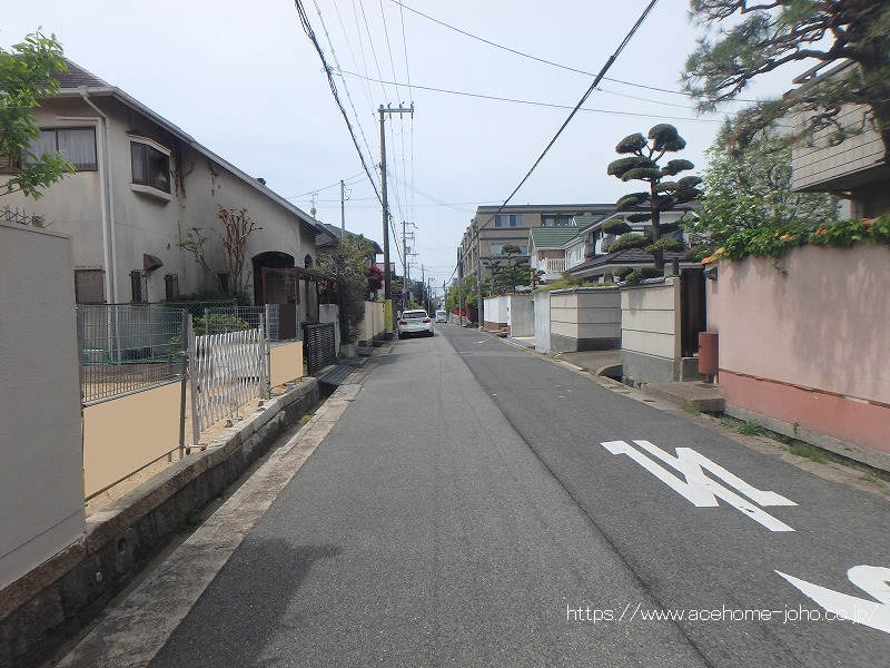 北側公道から西へ望む