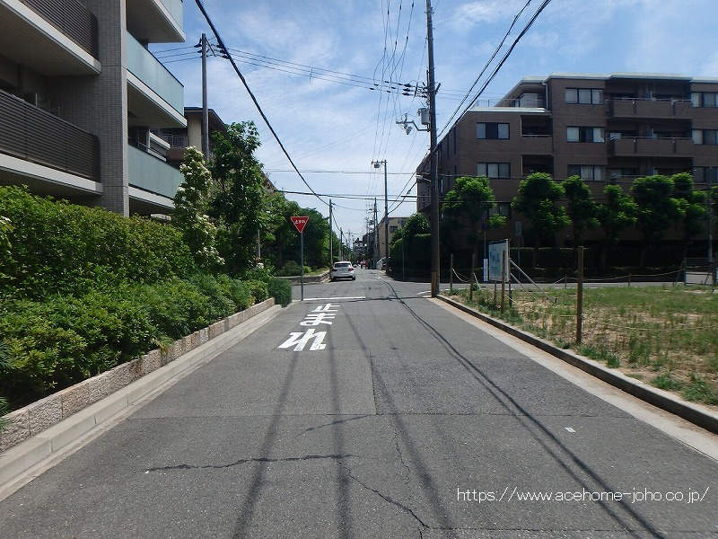 北側公道から西へ望む
