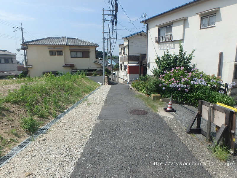 西側道路から南へ望む
