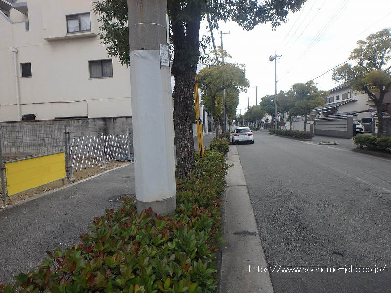 南側公道から東へ望む