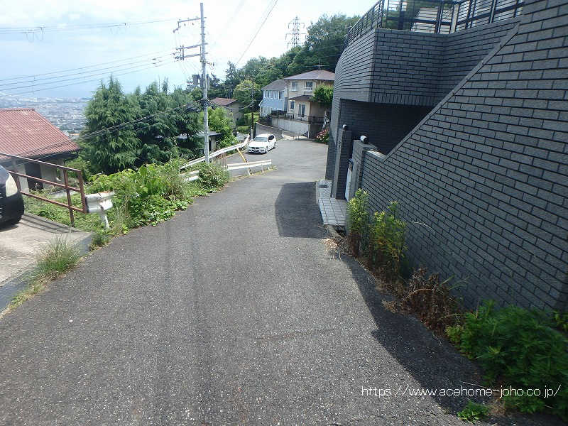 南側道路から西へ臨む