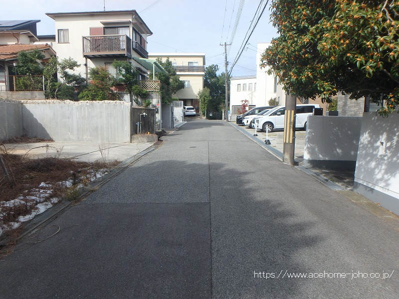 東側道路から北へ望む