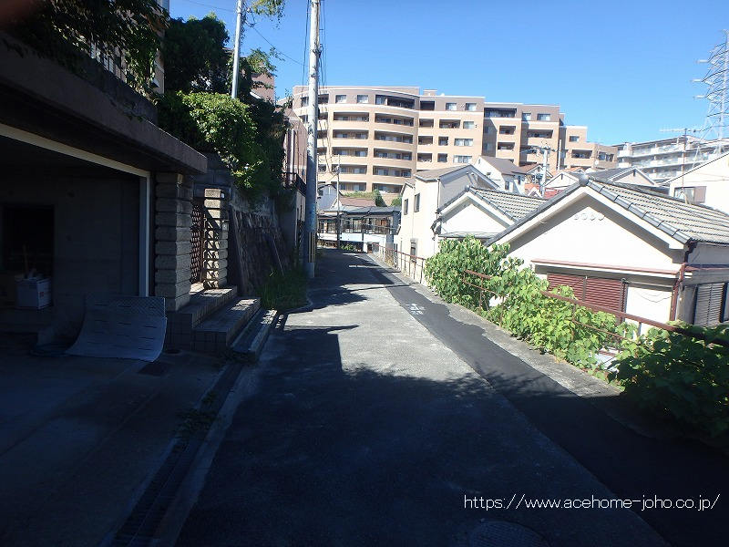 東側道路から北へ望む
