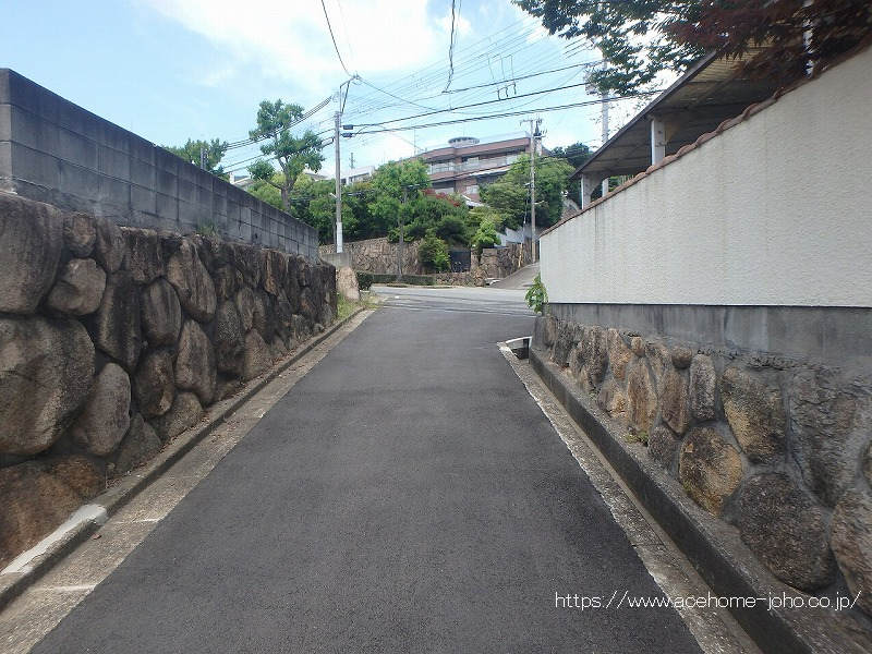 北東側公道から北西へ