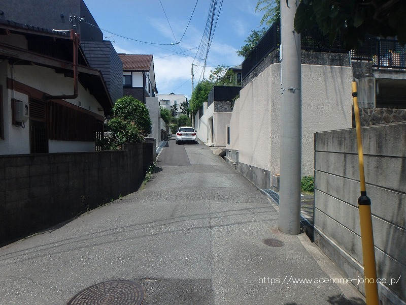 北側公道から西へ望む