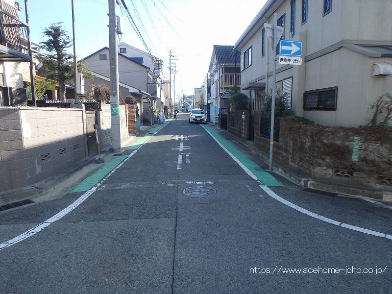 南側公道から東へ望む