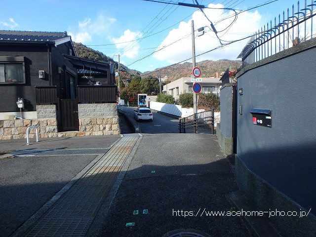 西側道路から北へ望む