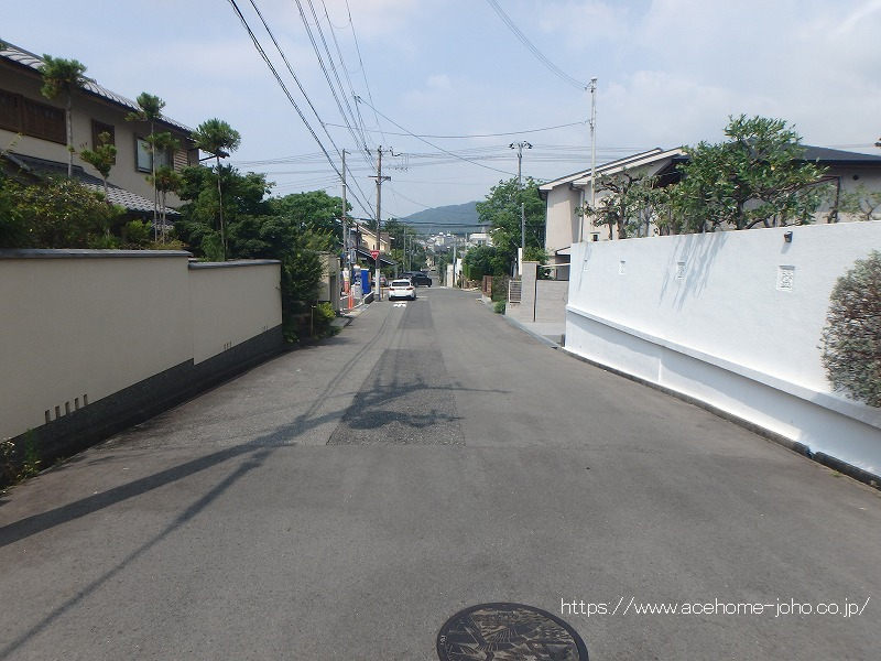 北側公道から西へ望む