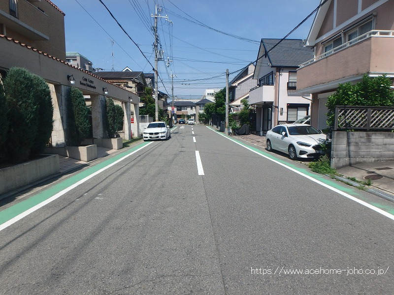 南側公道から西へ望む