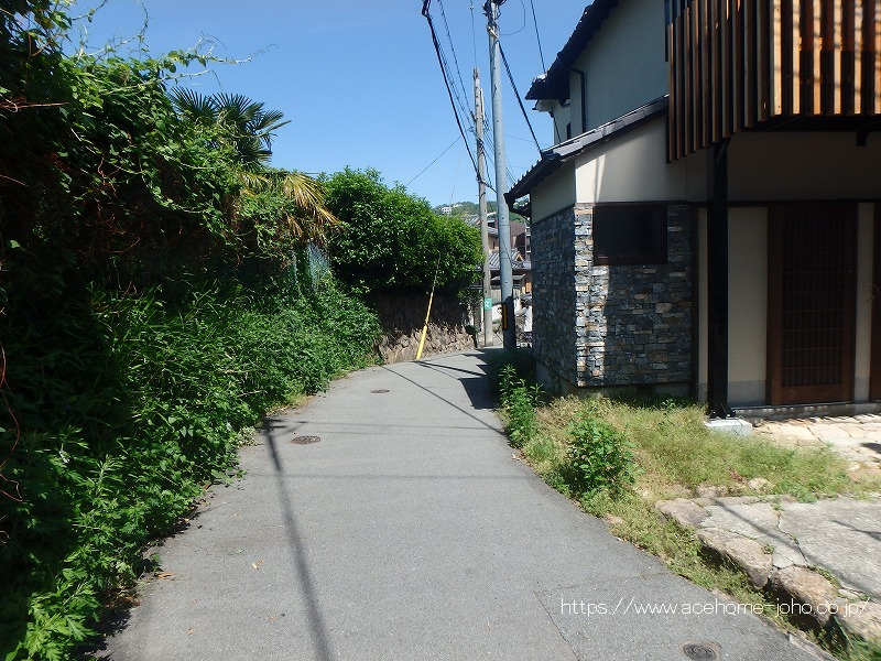 西側道路から北へ望む